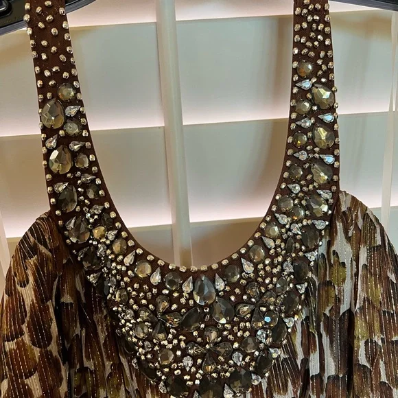 Sparkly animal print halter top dress with jeweled collar - Picture 2 of 7